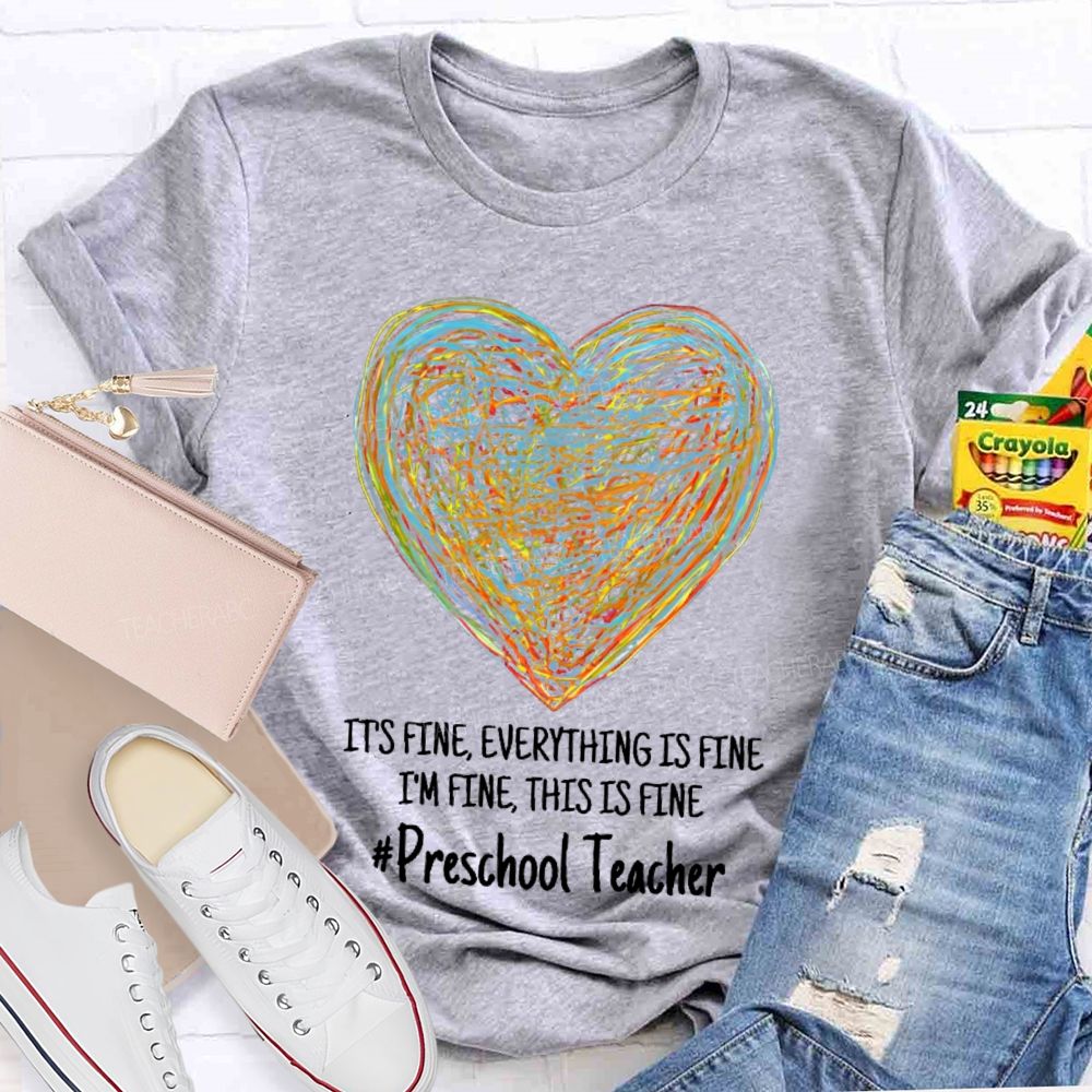 Personalized Grade It's Fine I'm Fine Everything Is Fine Teacher T-shirt