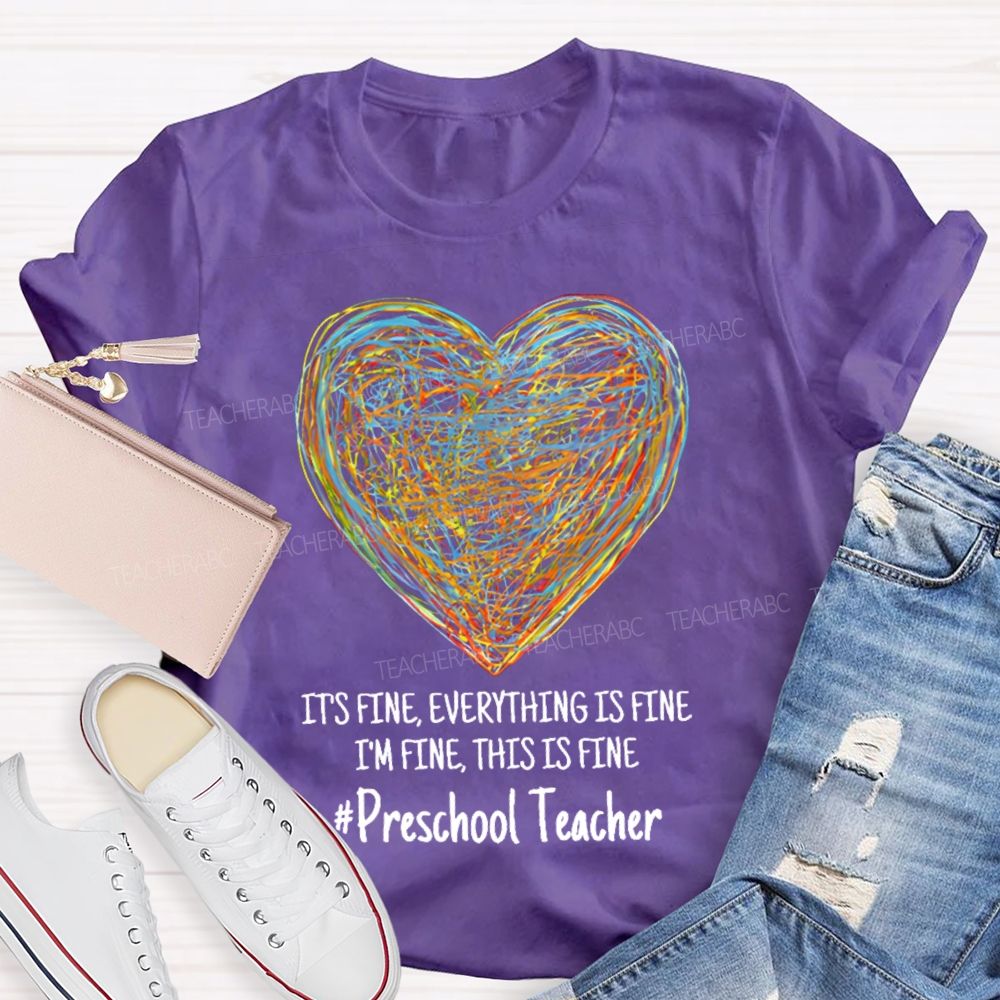 Personalized Grade It's Fine I'm Fine Everything Is Fine Teacher T-shirt