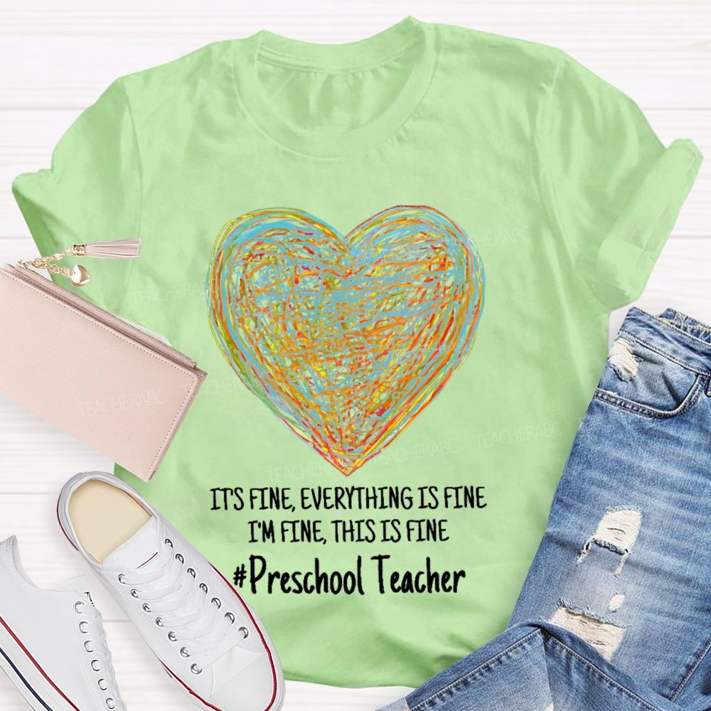 Personalized Grade It's Fine I'm Fine Everything Is Fine Teacher T-shirt