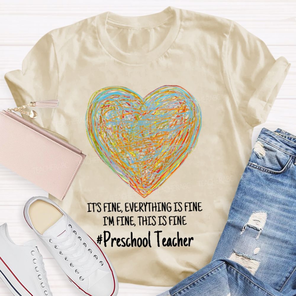 Personalized Grade It's Fine I'm Fine Everything Is Fine Teacher T-shirt