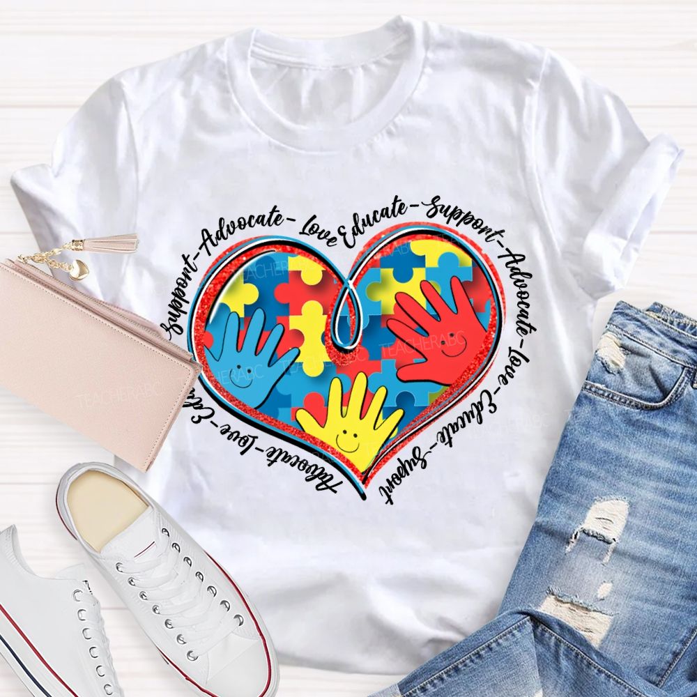 Autism Awareness Advocate Live Educate Support Teacher T-shirt