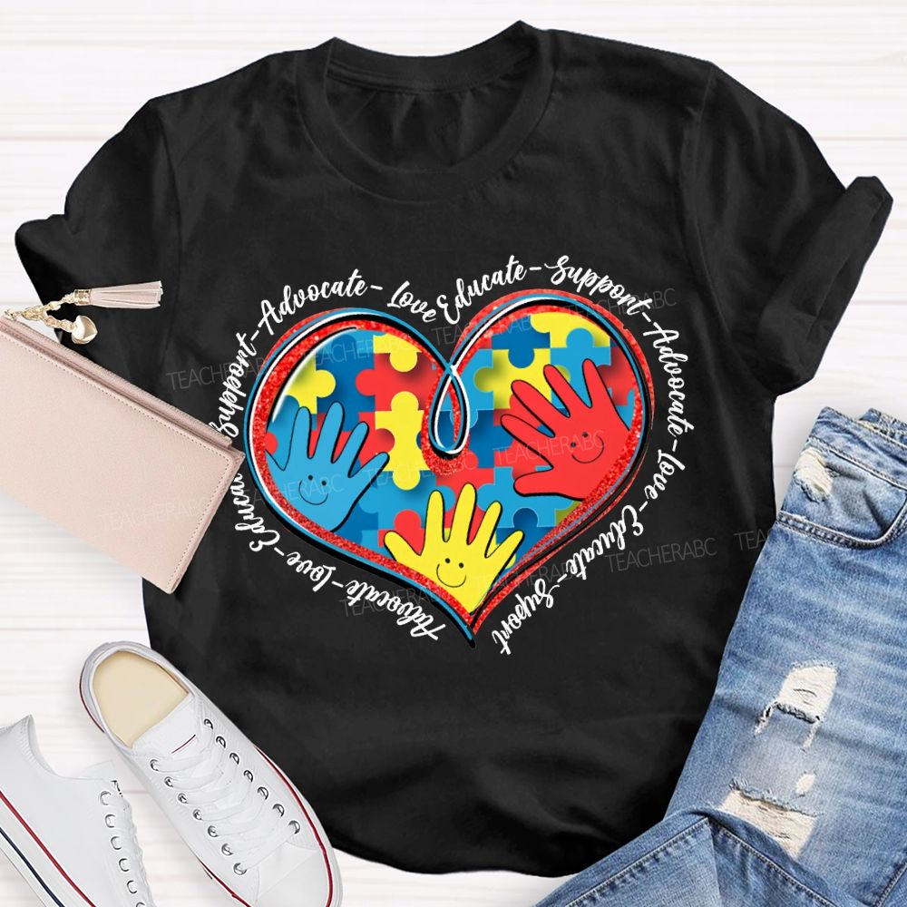 Autism Awareness Advocate Live Educate Support Teacher T-shirt