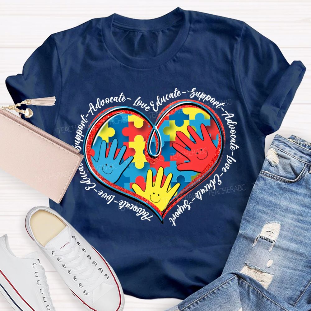 Autism Awareness Advocate Live Educate Support Teacher T-shirt