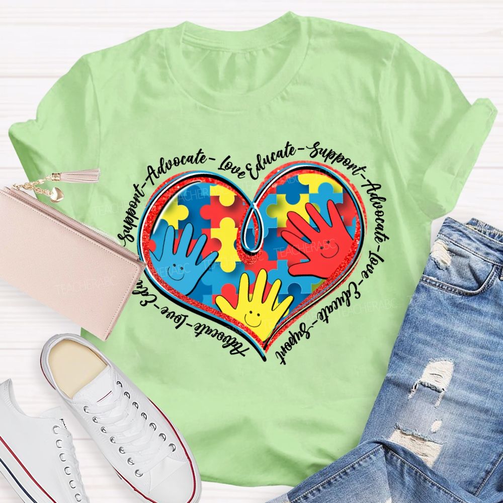 Autism Awareness Advocate Live Educate Support Teacher T-shirt