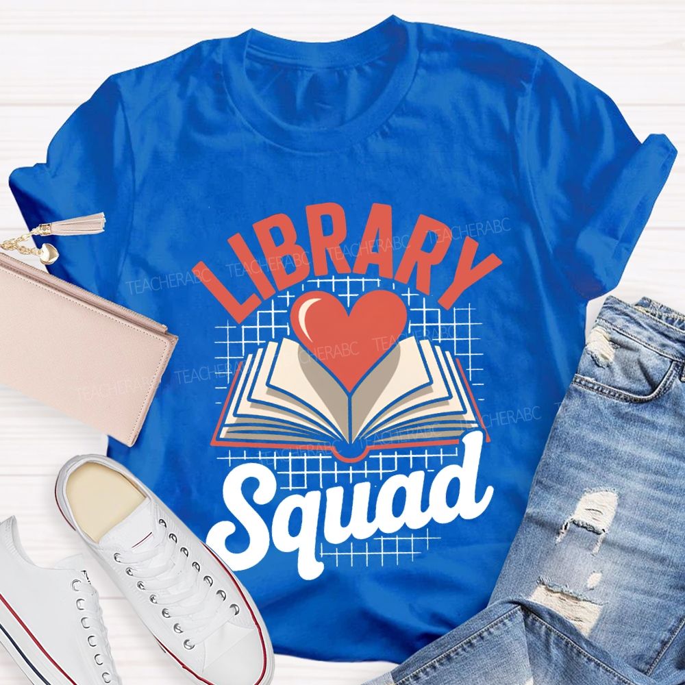 School Library Squad Hearts And Books T-shirt