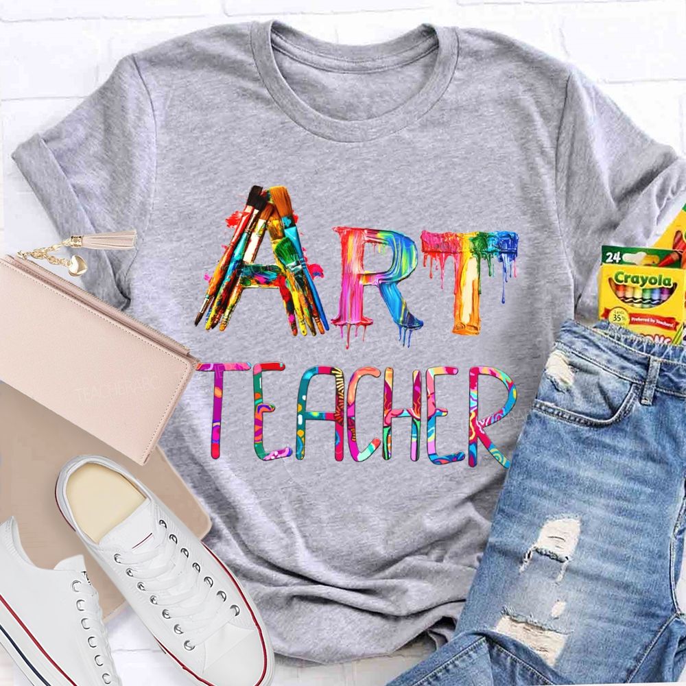 Art Teacher Colorful Tie-Dye Art Font Teacher T-shirt
