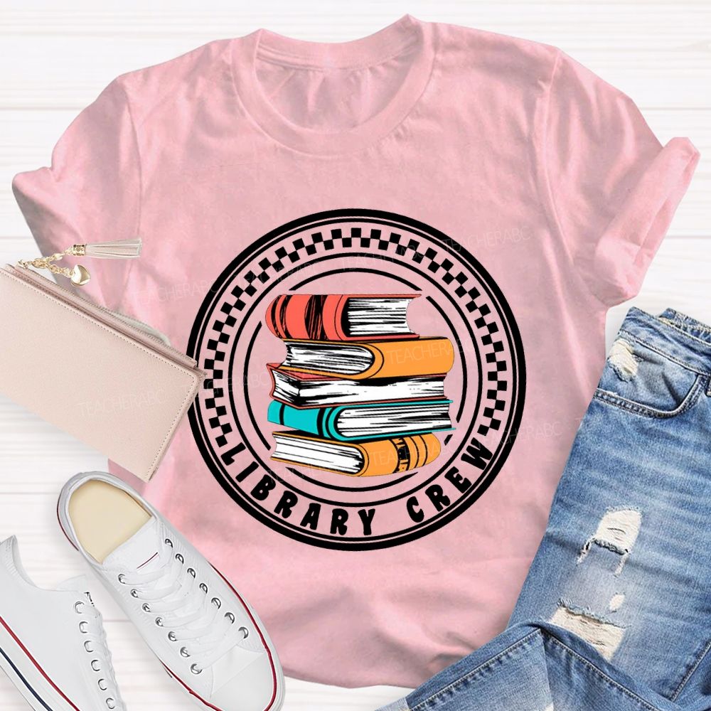 Library Crew Colored Books T-shirt