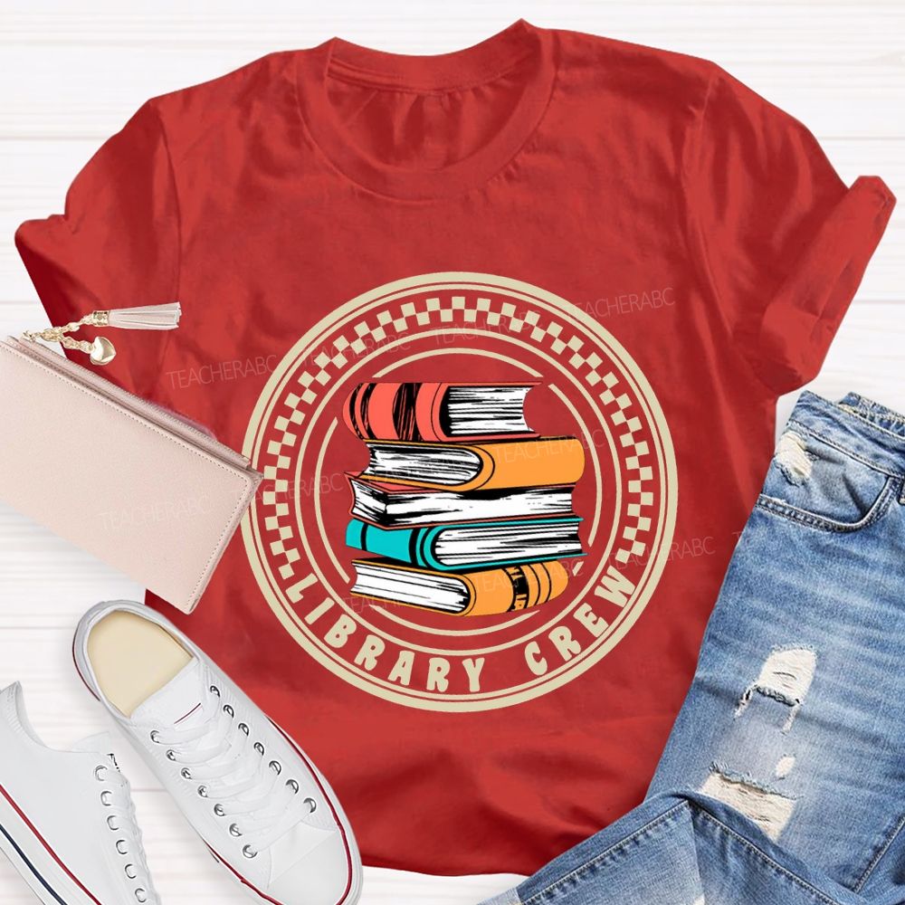 Library Crew Colored Books T-shirt