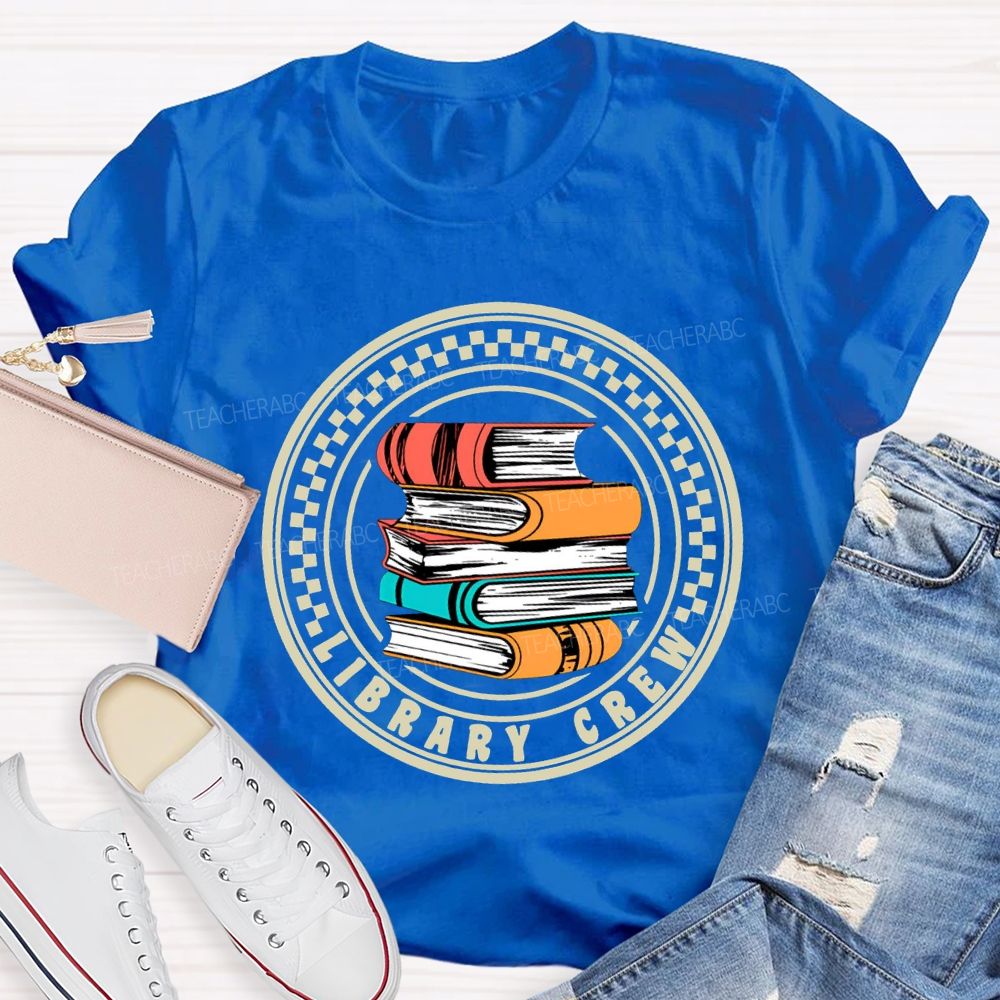 Library Crew Colored Books T-shirt