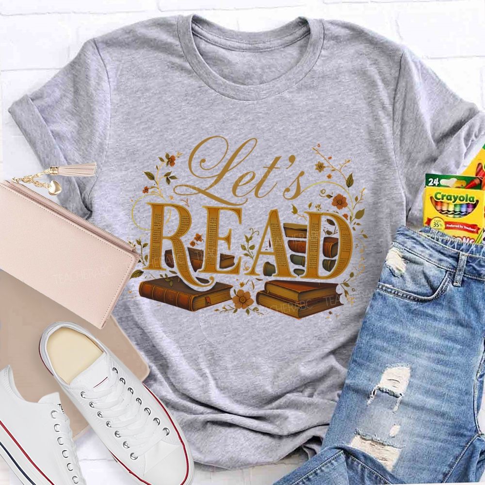 Let's Read Vintage Patterns Teacher T-shirt