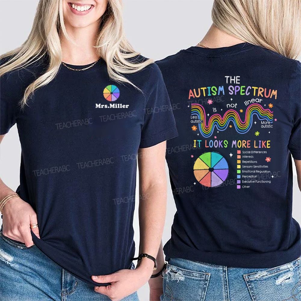 Personalized Name  The Autism Spectrum Is Not Linear It Look More Like  Double Printed T-shirt