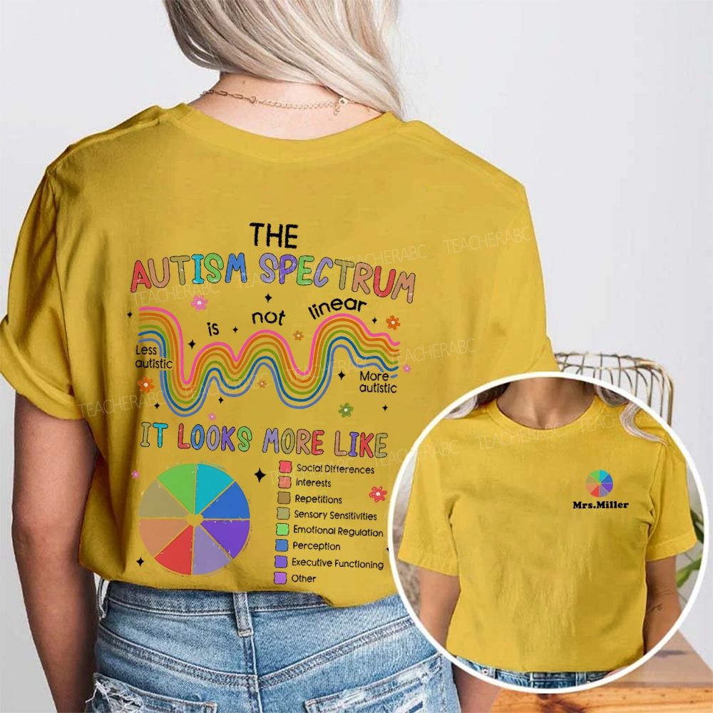 Personalized Name  The Autism Spectrum Is Not Linear It Look More Like  Double Printed T-shirt