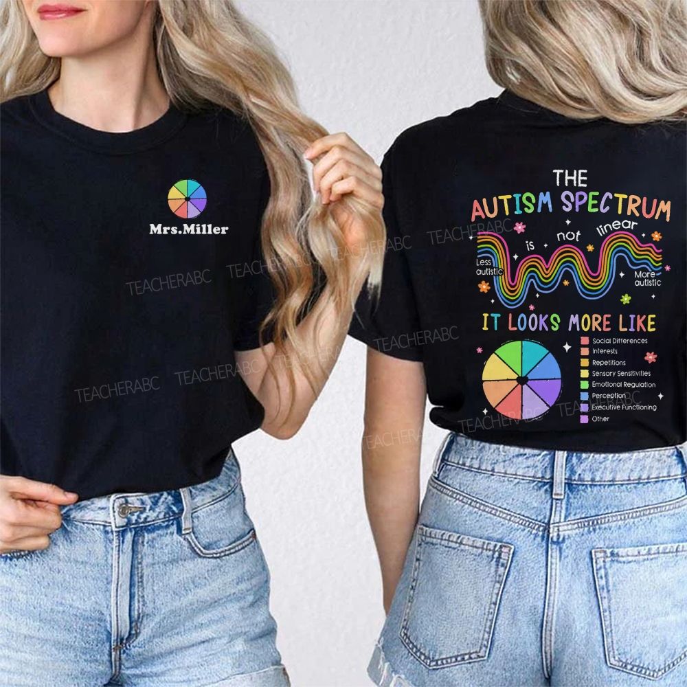 Personalized Name  The Autism Spectrum Is Not Linear It Look More Like  Double Printed T-shirt