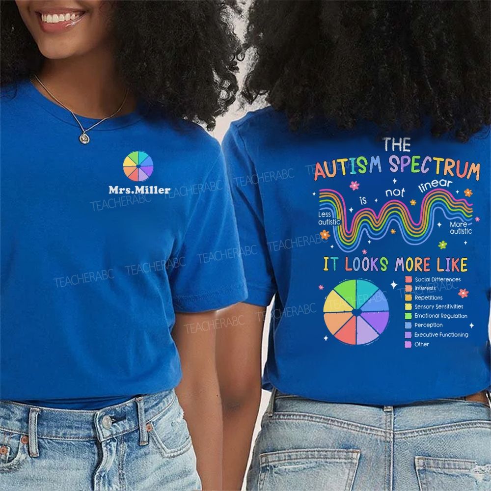 Personalized Name  The Autism Spectrum Is Not Linear It Look More Like  Double Printed T-shirt