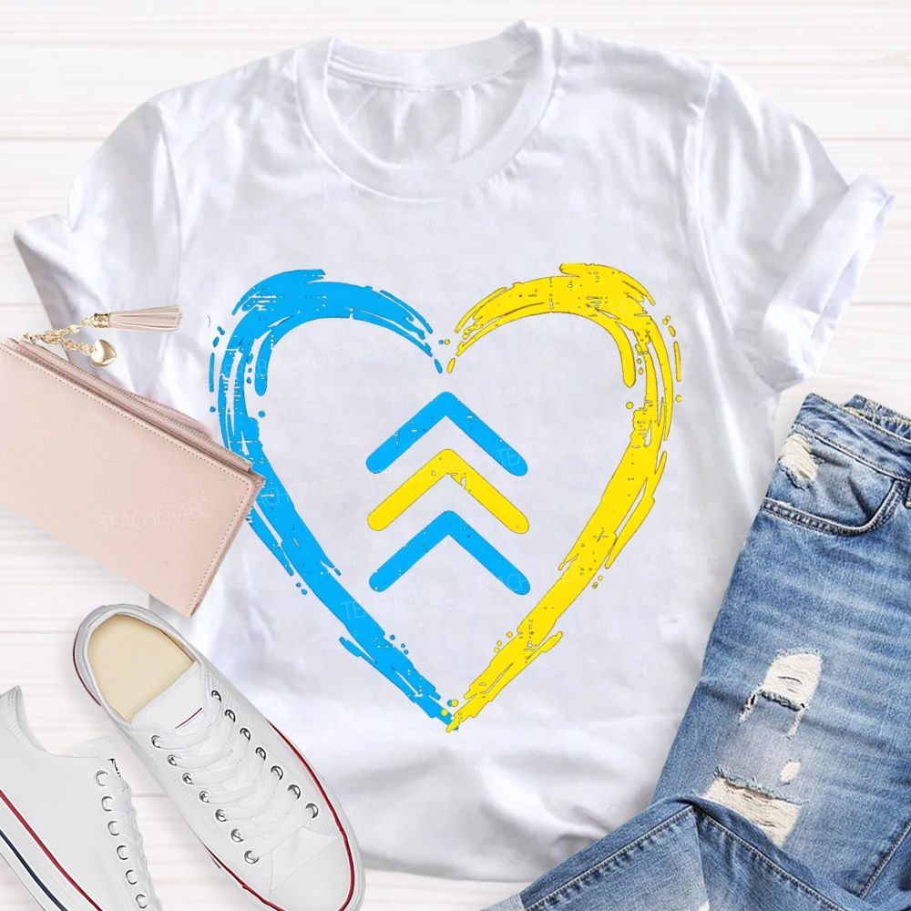 Down Syndrome Acceptance Blue And Yellow Heart Teacher T-shirt