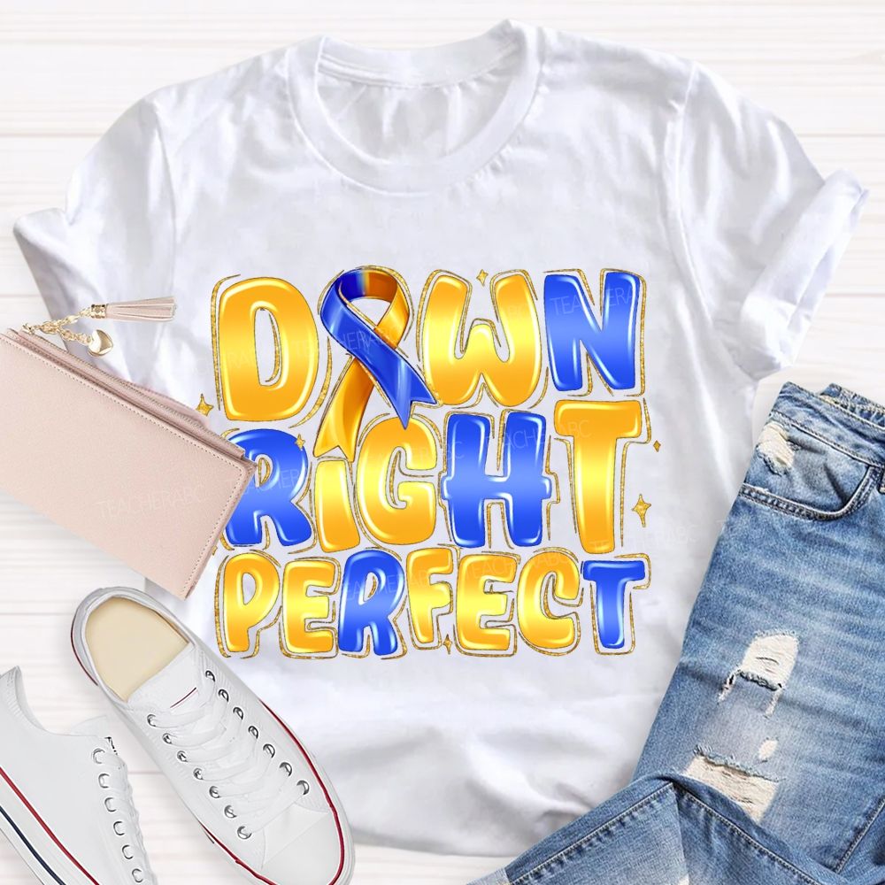 Down Right Perfect Down Syndrome Acceptance Teacher T-shirt