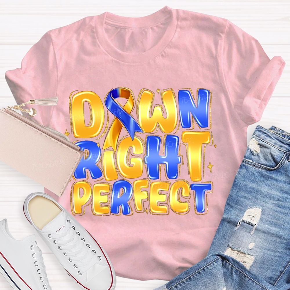 Down Right Perfect Down Syndrome Acceptance Teacher T-shirt