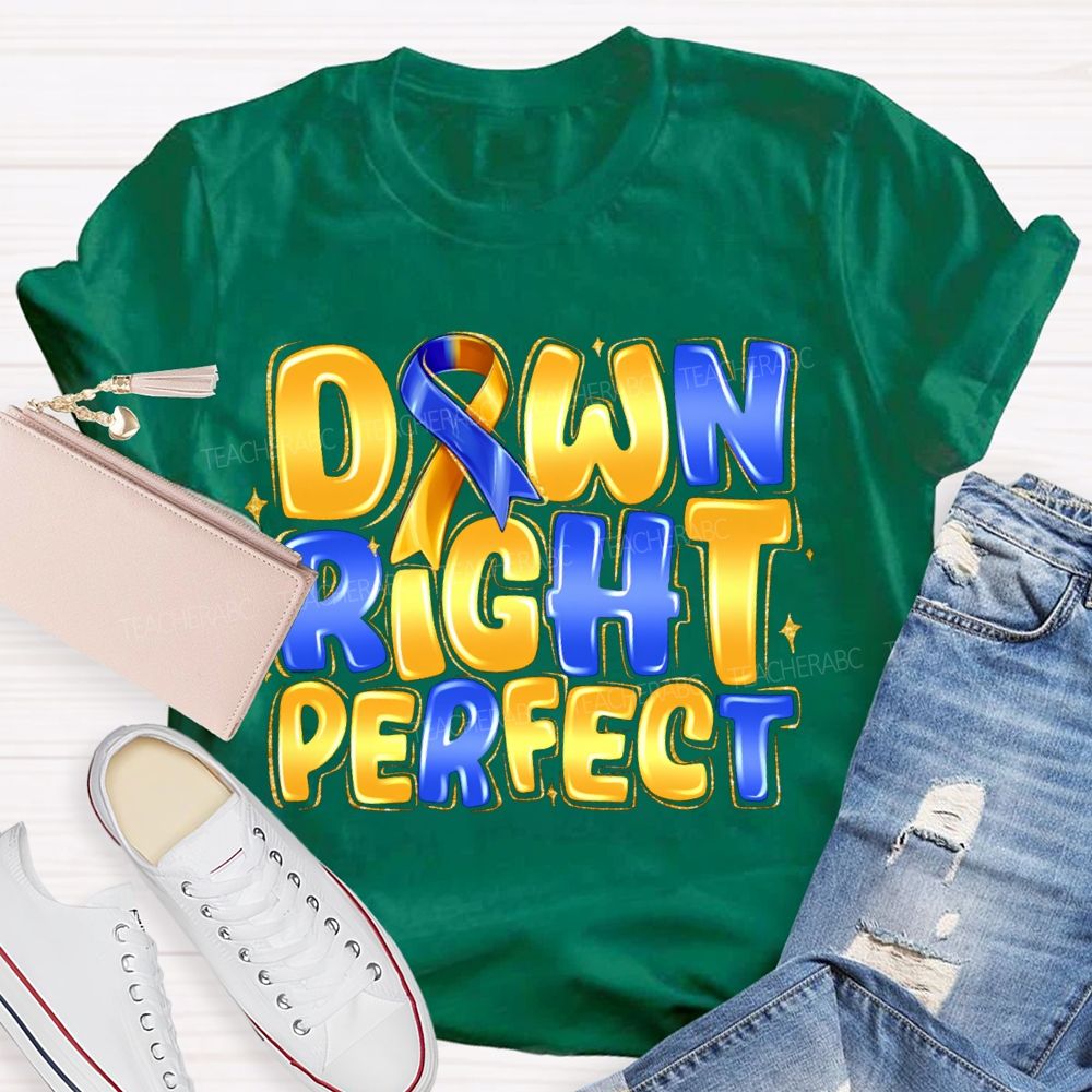 Down Right Perfect Down Syndrome Acceptance Teacher T-shirt
