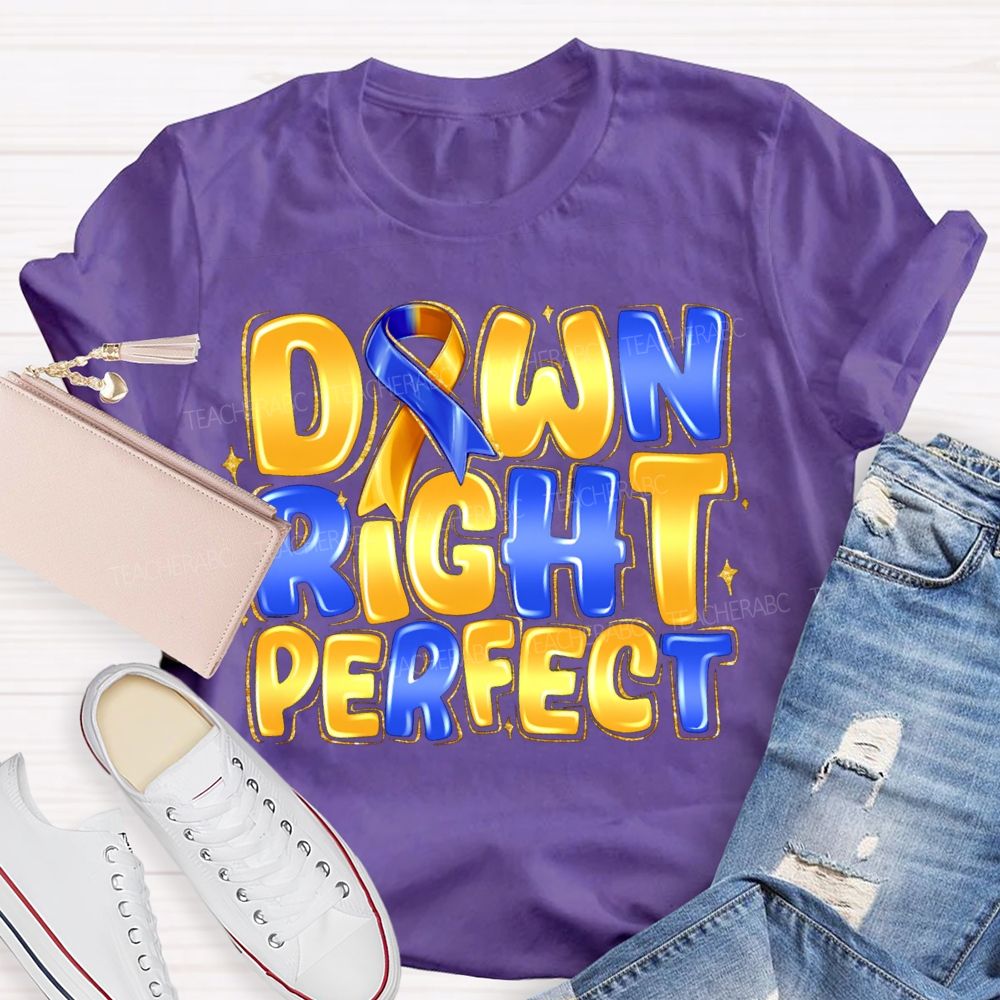 Down Right Perfect Down Syndrome Acceptance Teacher T-shirt