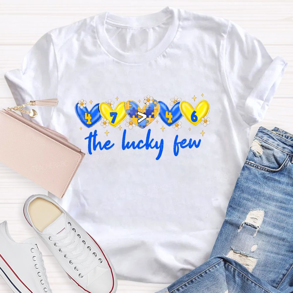 The Lucky Few Yellow Blue Heart Teacher T-Shirt