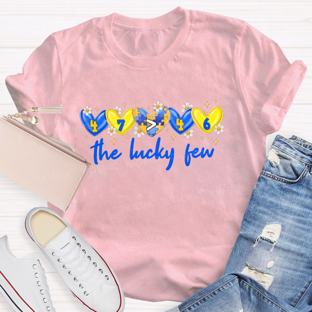 The Lucky Few Yellow Blue Heart Teacher T-Shirt