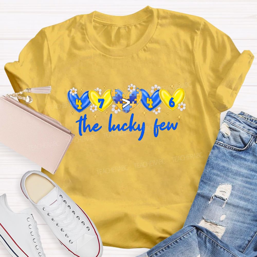 The Lucky Few Yellow Blue Heart Teacher T-Shirt