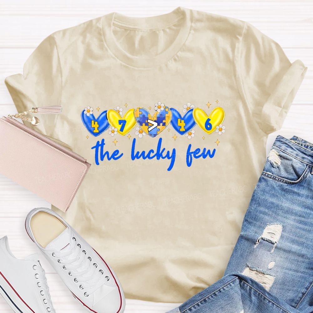 The Lucky Few Yellow Blue Heart Teacher T-Shirt