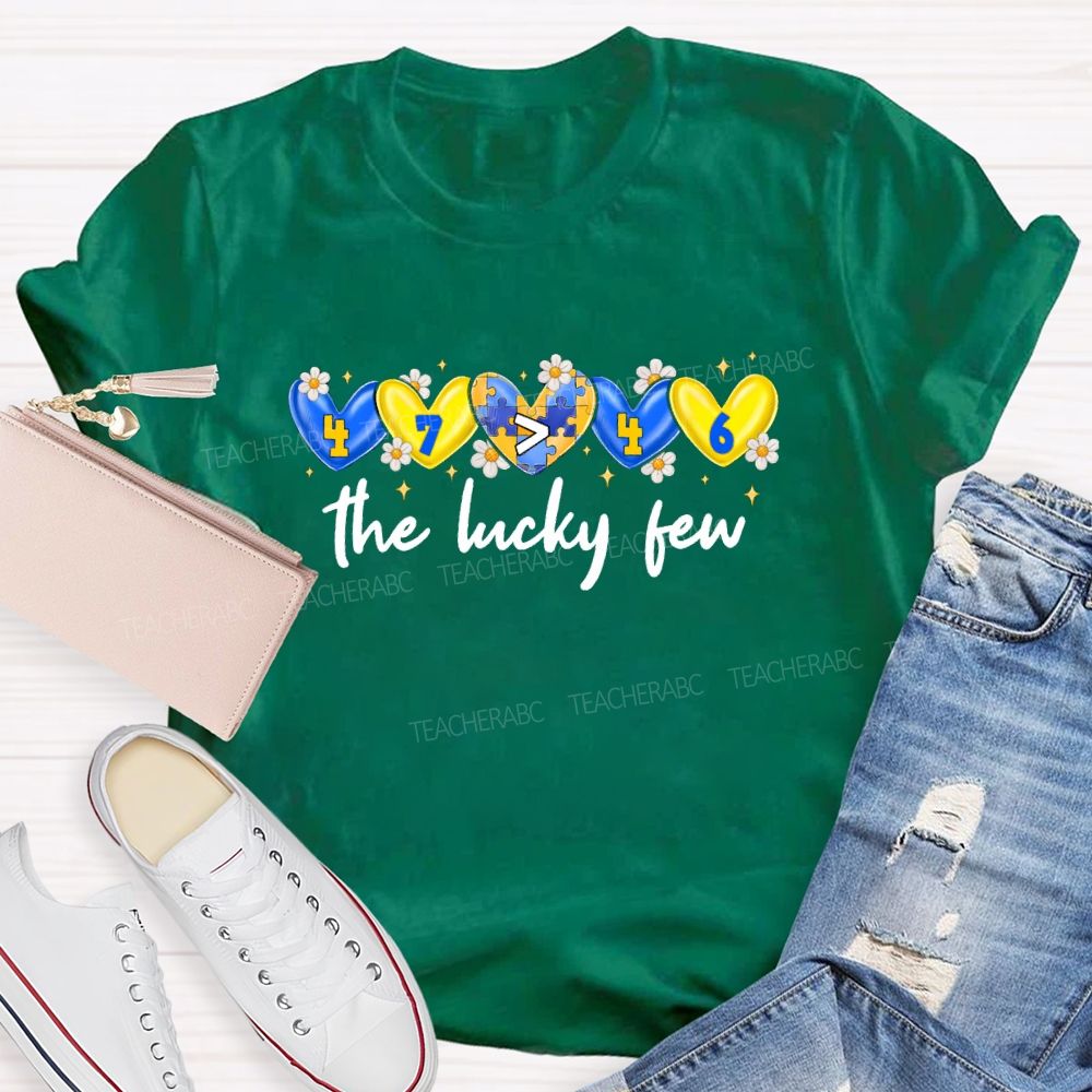 The Lucky Few Yellow Blue Heart Teacher T-Shirt