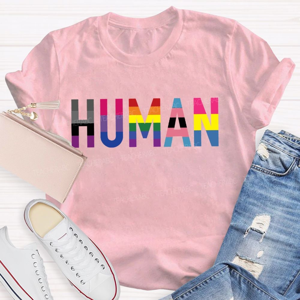 Human Rainbow Color Teacher T-shirt