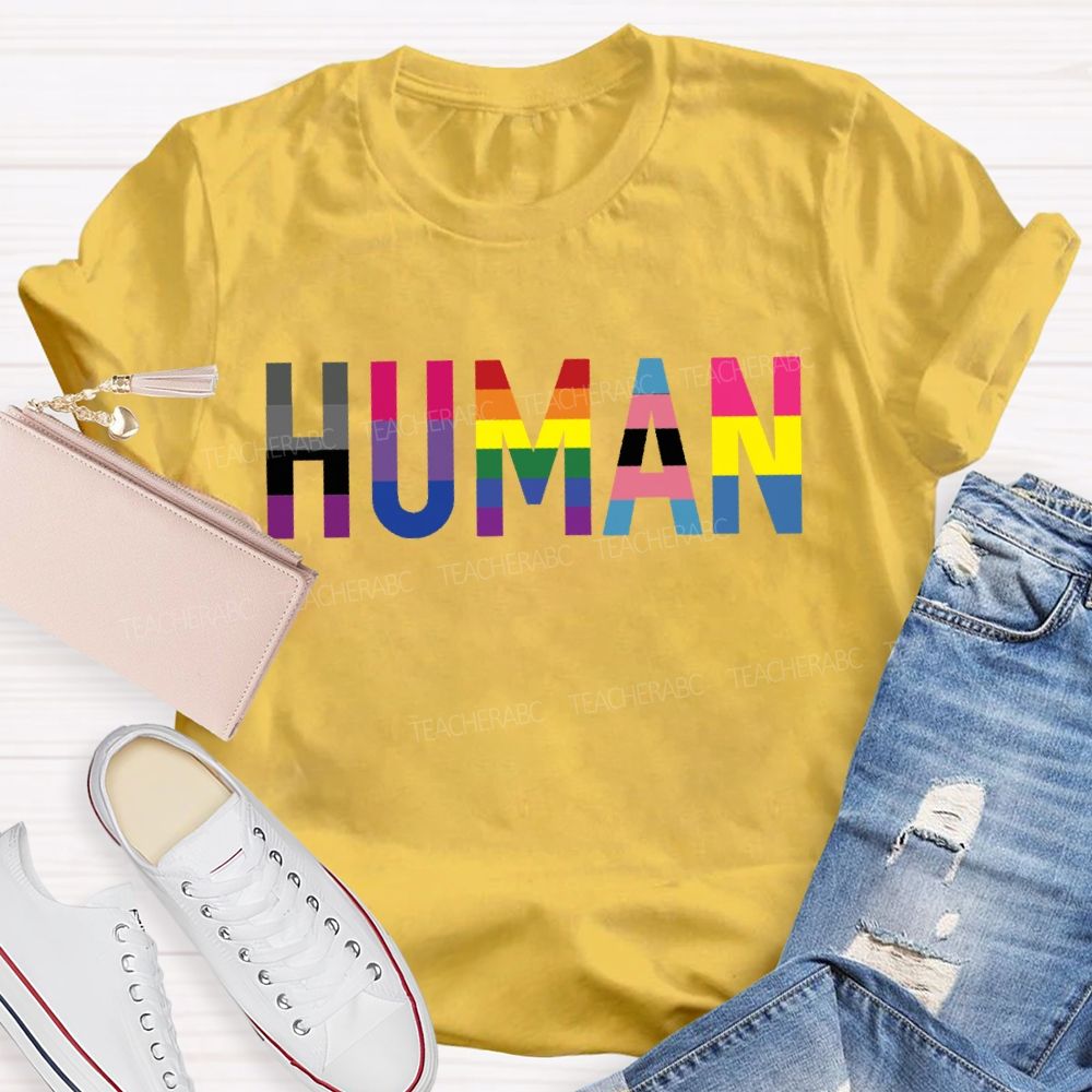 Human Rainbow Color Teacher T-shirt