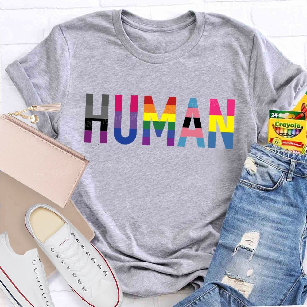 Human Rainbow Color Teacher T-shirt