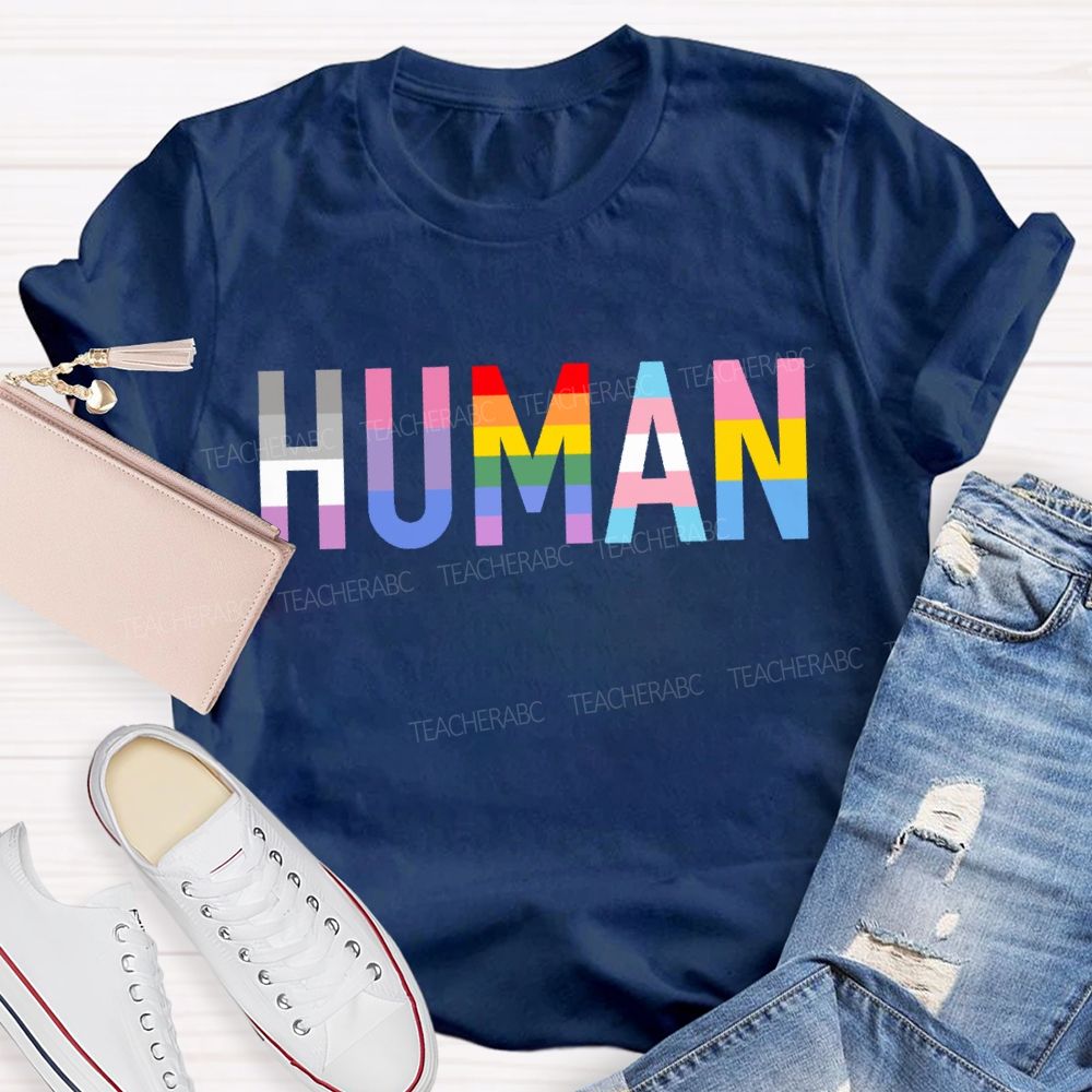 Human Rainbow Color Teacher T-shirt
