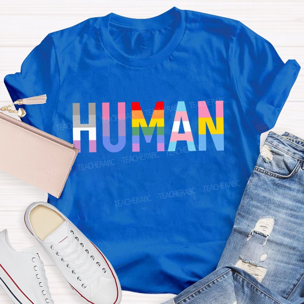 Human Rainbow Color Teacher T-shirt