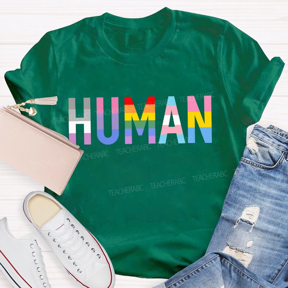 Human Rainbow Color Teacher T-shirt