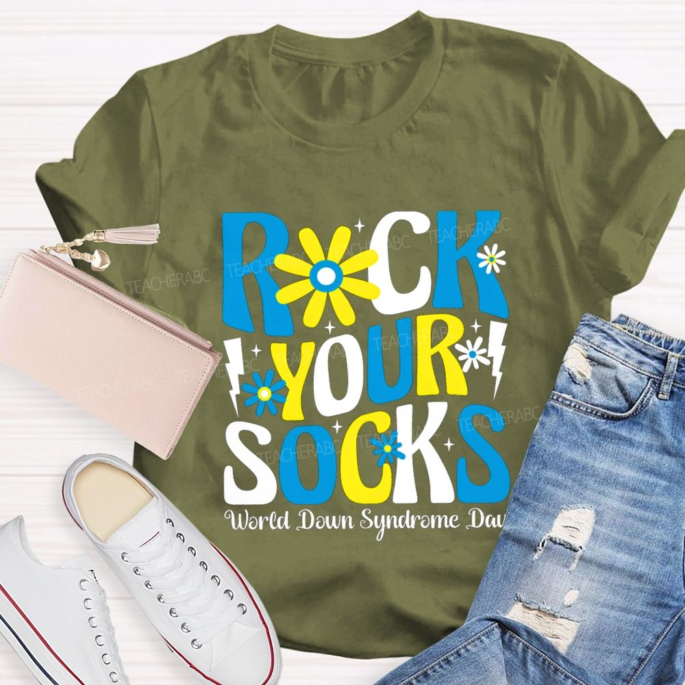Rock Your Socks Flower Teacher T-Shirt