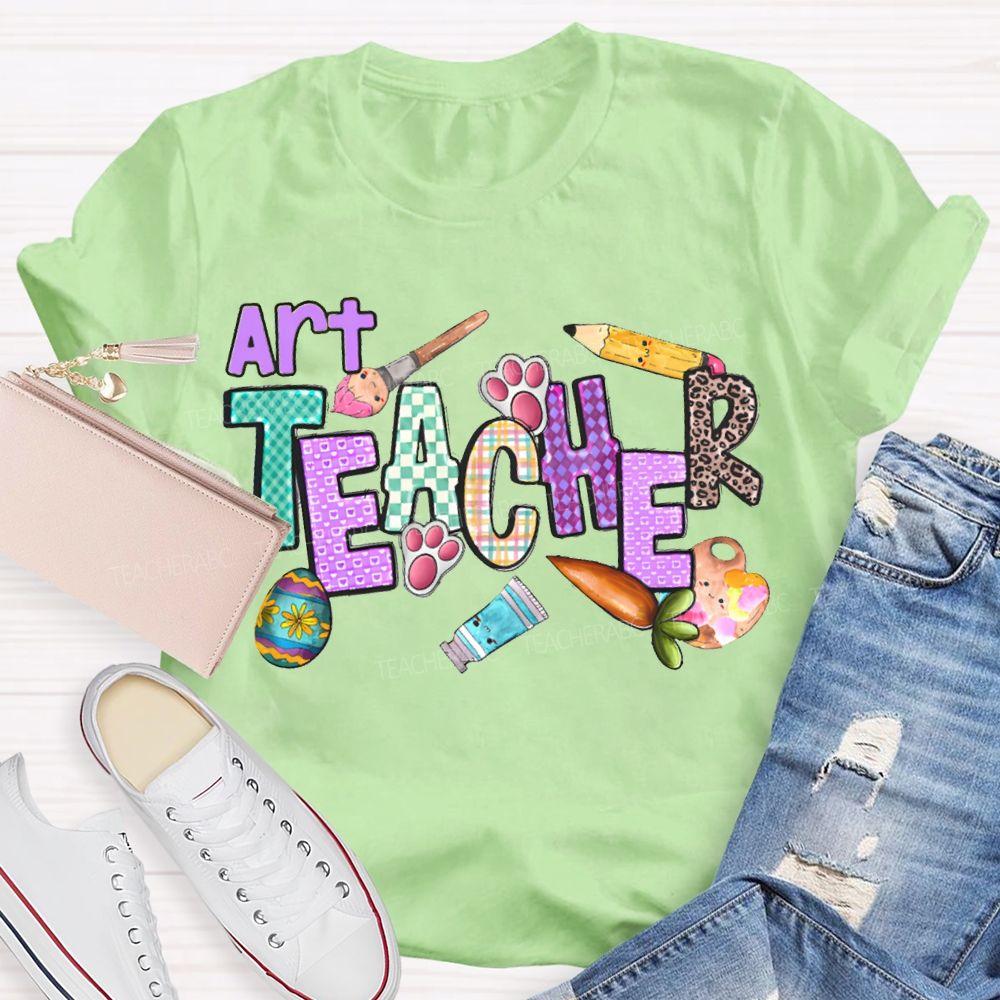 Art Teacher Easter Bunny Feet Teacher T-shirt