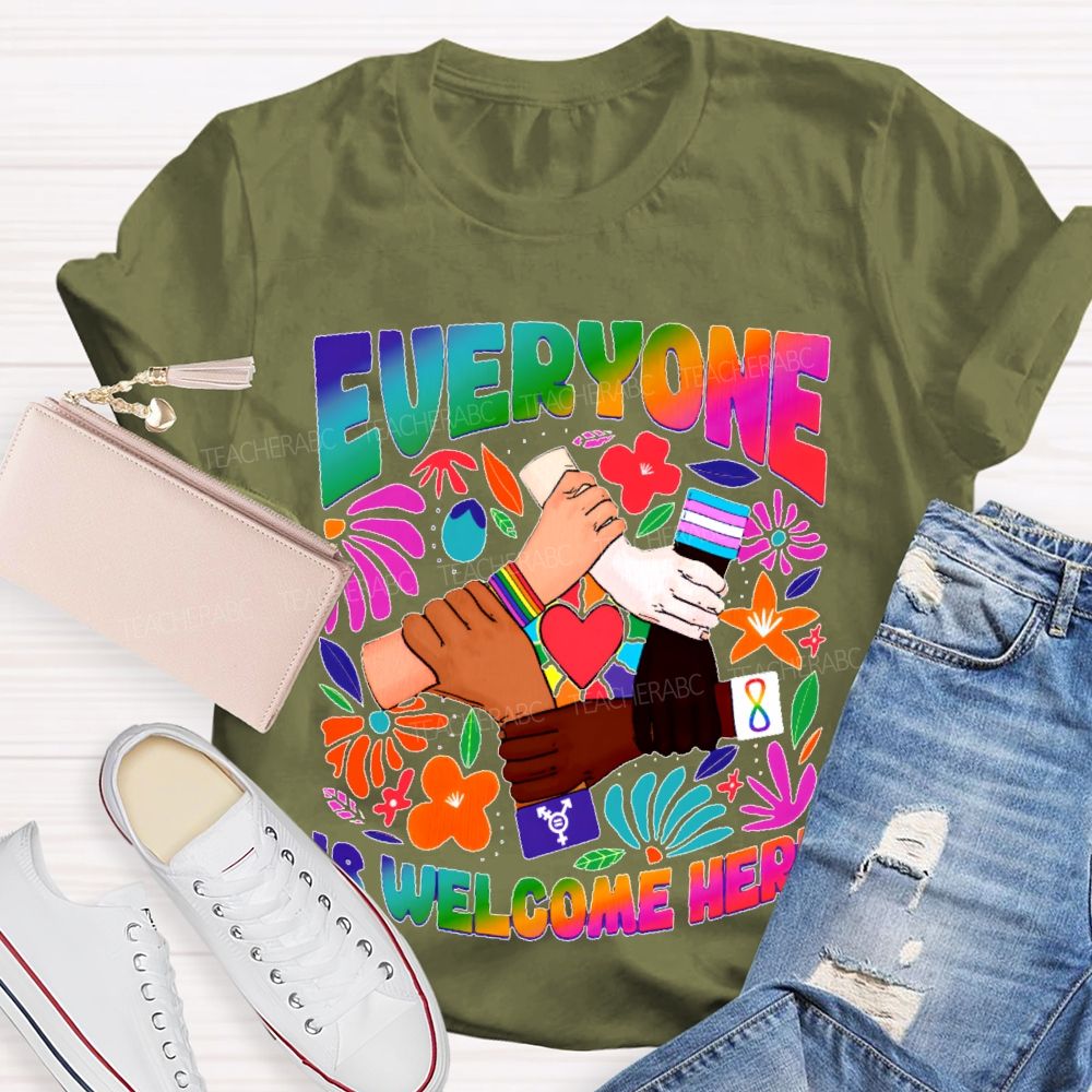 Everyone Is Welcome Here Graphic Teacher T-shirt