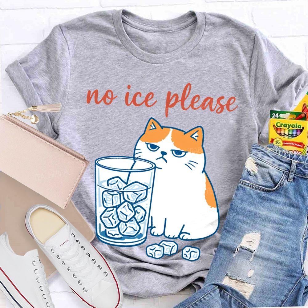 No Ice Please And Fat Cat Teacher T-shirt