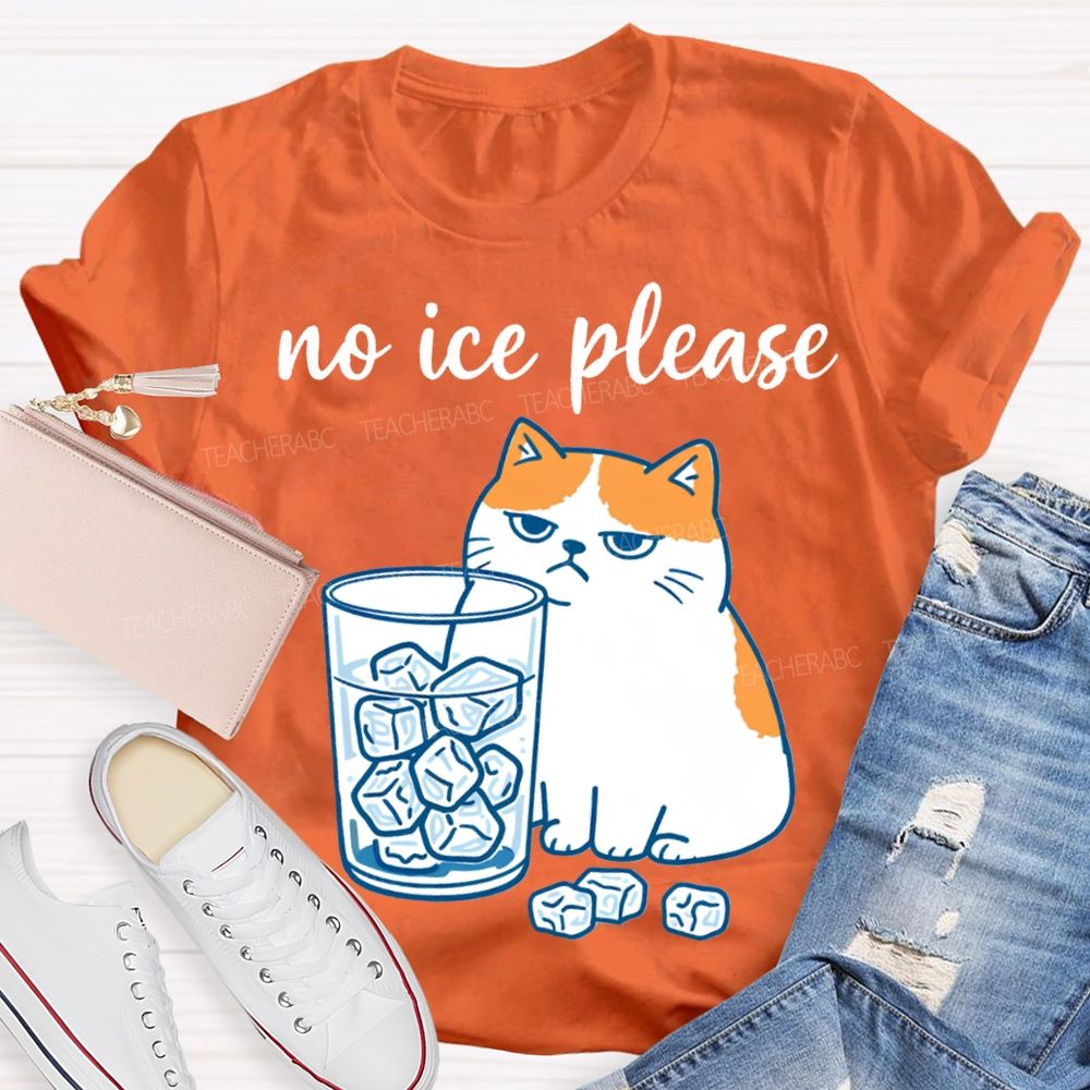 No Ice Please And Fat Cat Teacher T-shirt