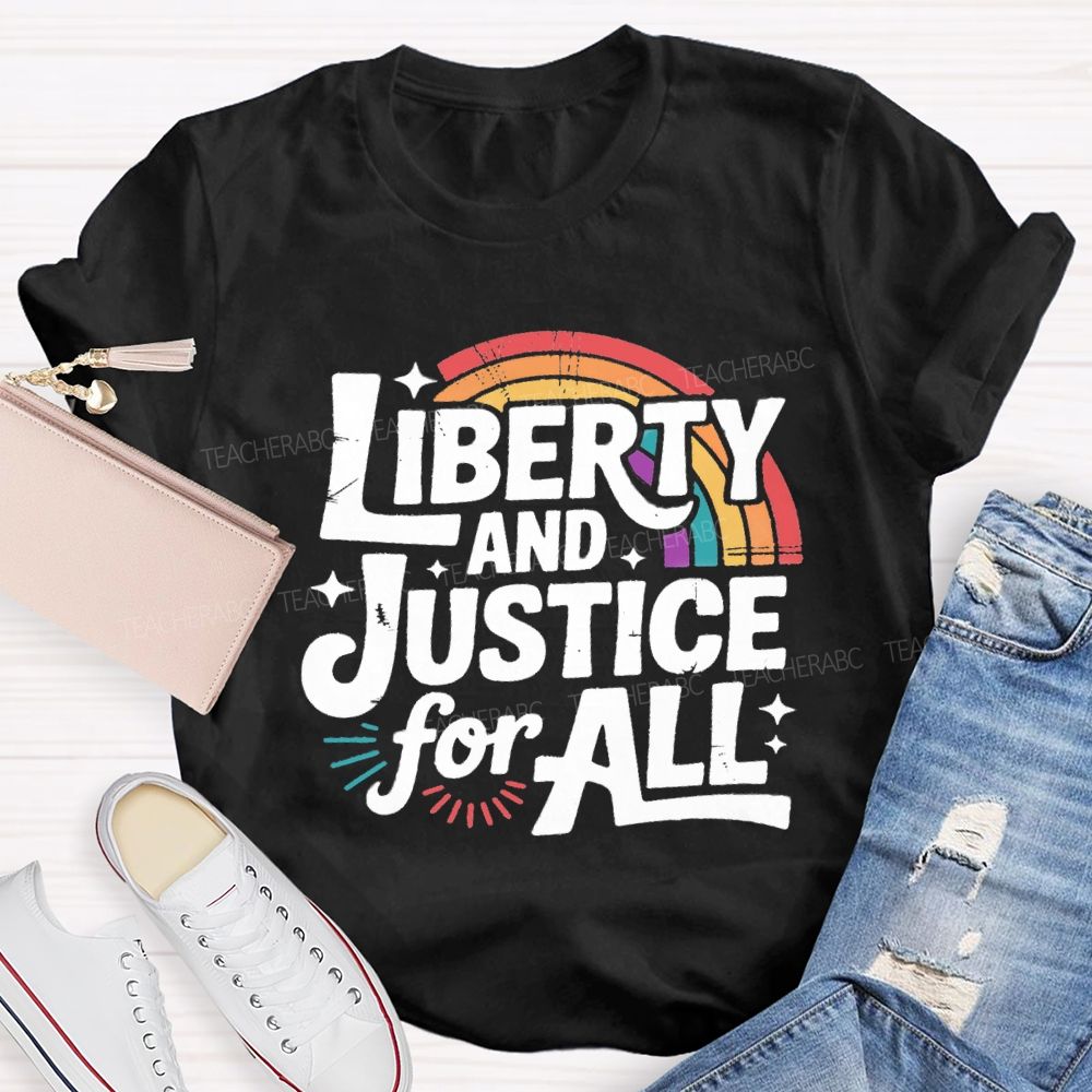Liberty And Justice For All Rainbow T-shirt