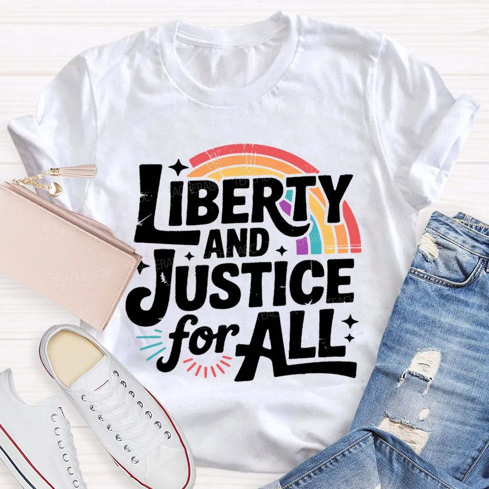 Liberty And Justice For All Rainbow T-shirt