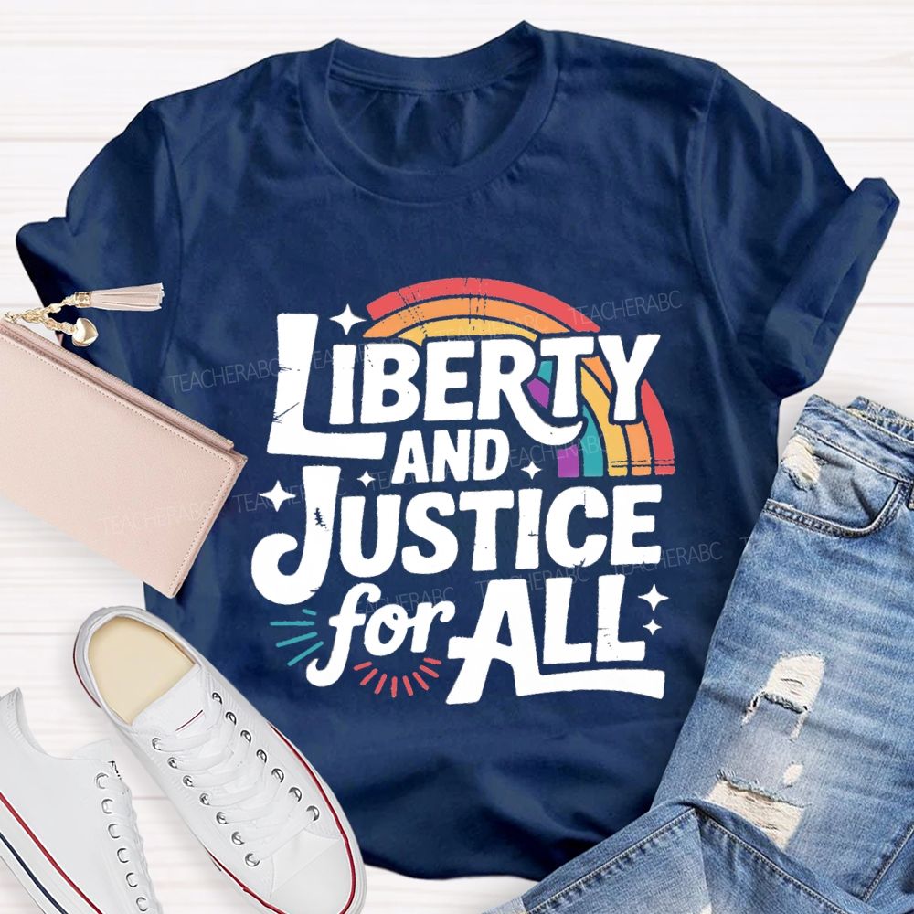 Liberty And Justice For All Rainbow T-shirt