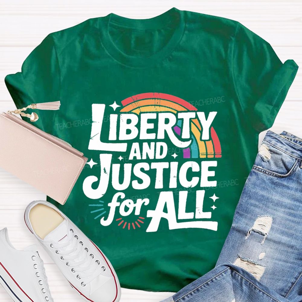 Liberty And Justice For All Rainbow T-shirt