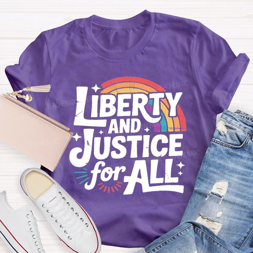 Liberty And Justice For All Rainbow T-shirt
