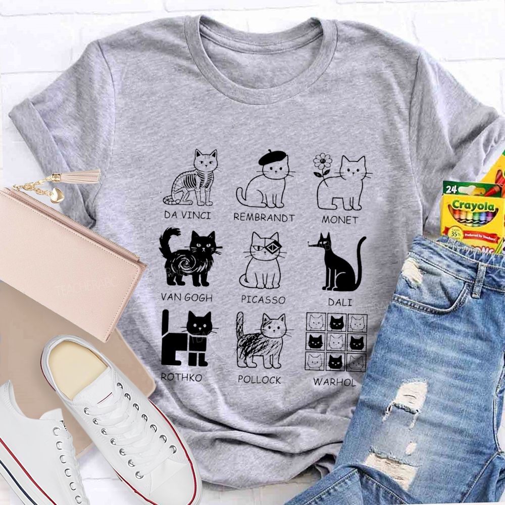 Different Forms Of Cats Artist Cat Teacher T-Shirt