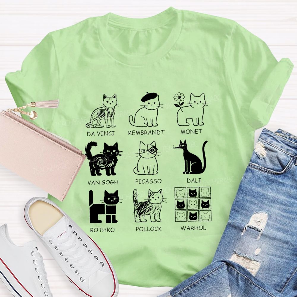 Different Forms Of Cats Artist Cat Teacher T-Shirt