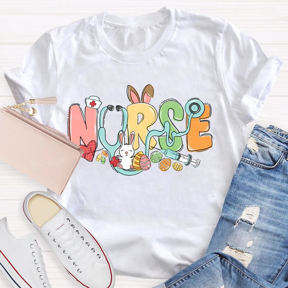 Nurse Easter Graphic Letter Teacher T-shirt