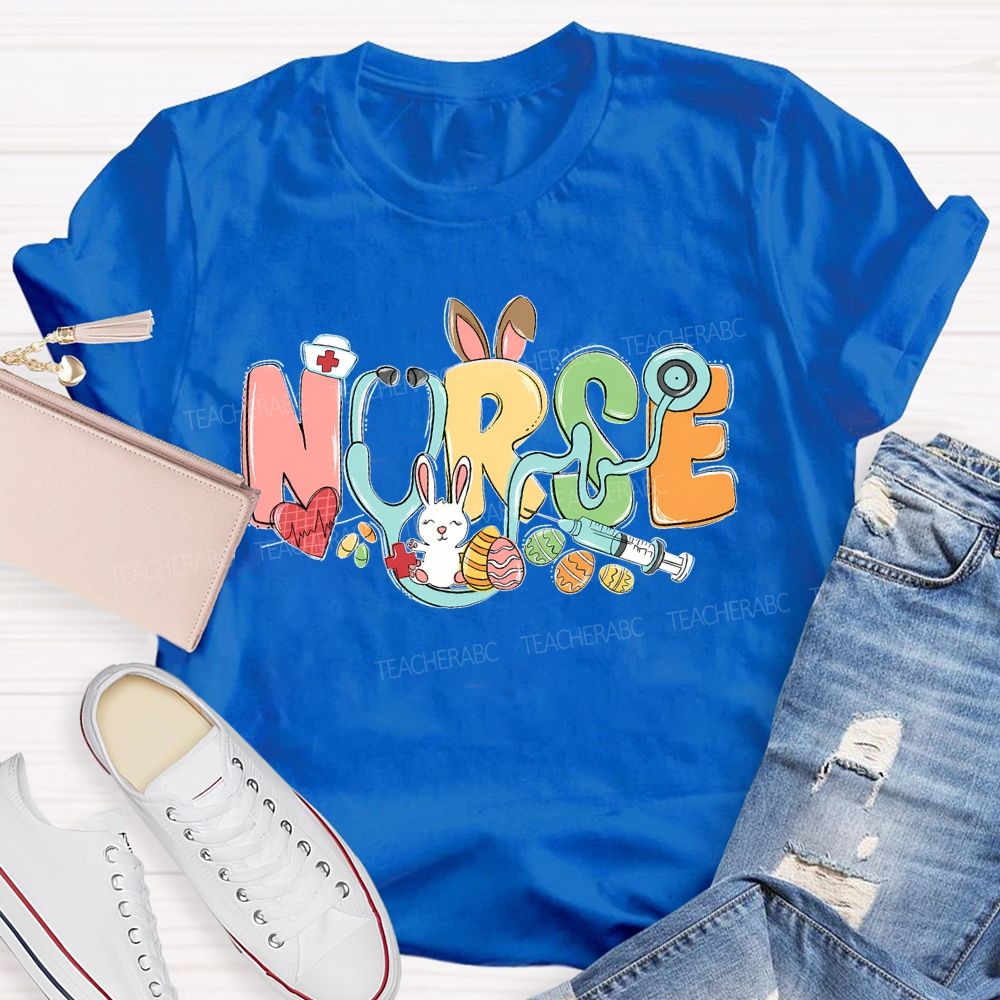 Nurse Easter Graphic Letter Teacher T-shirt