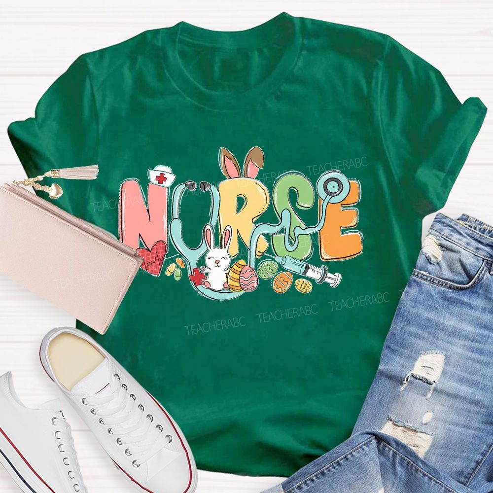 Nurse Easter Graphic Letter Teacher T-shirt