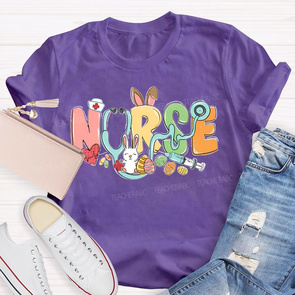 Nurse Easter Graphic Letter Teacher T-shirt
